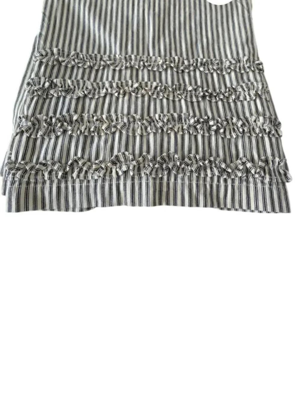 Pottery Barn Black Ticking Striped Ruffled Shower Curtain French Cotton 72
